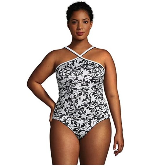 Lands' End | Swim | Lands End Womens Modest Piped High Neck Tankini Top  Size 4 Tall 9 9b372 | Poshmark